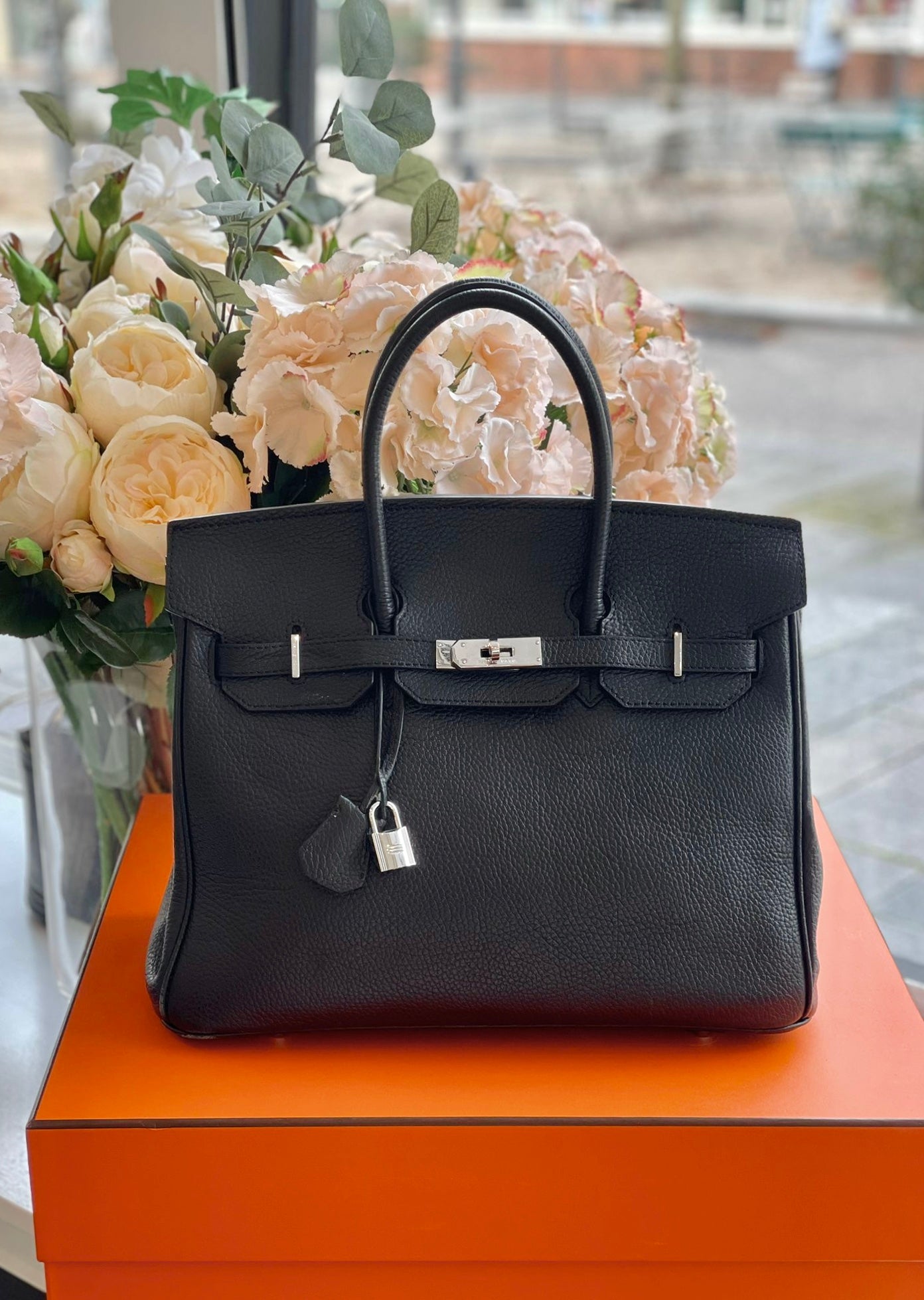 Hermes - Birkin Bag 35 - schwarz Palladium Hardware