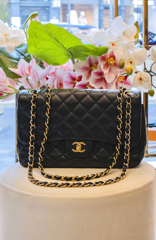 Chanel - Jumbo schwarz Caviar Leder