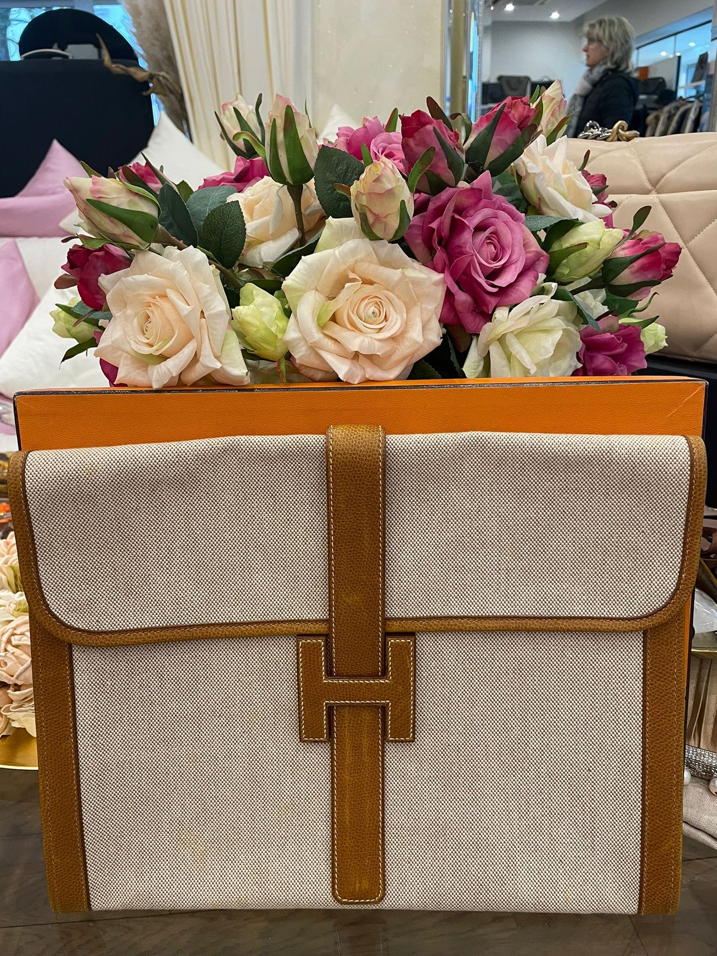 Hermès - Jige GM Clutch Vintage Etoile Canvas Courchevel