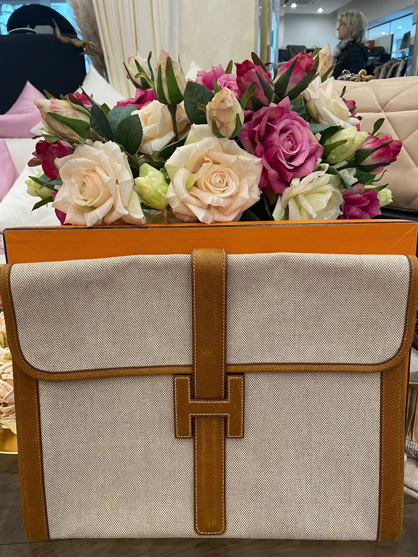 Hermès - Jige GM Clutch Vintage Etoile Canvas Courchevel