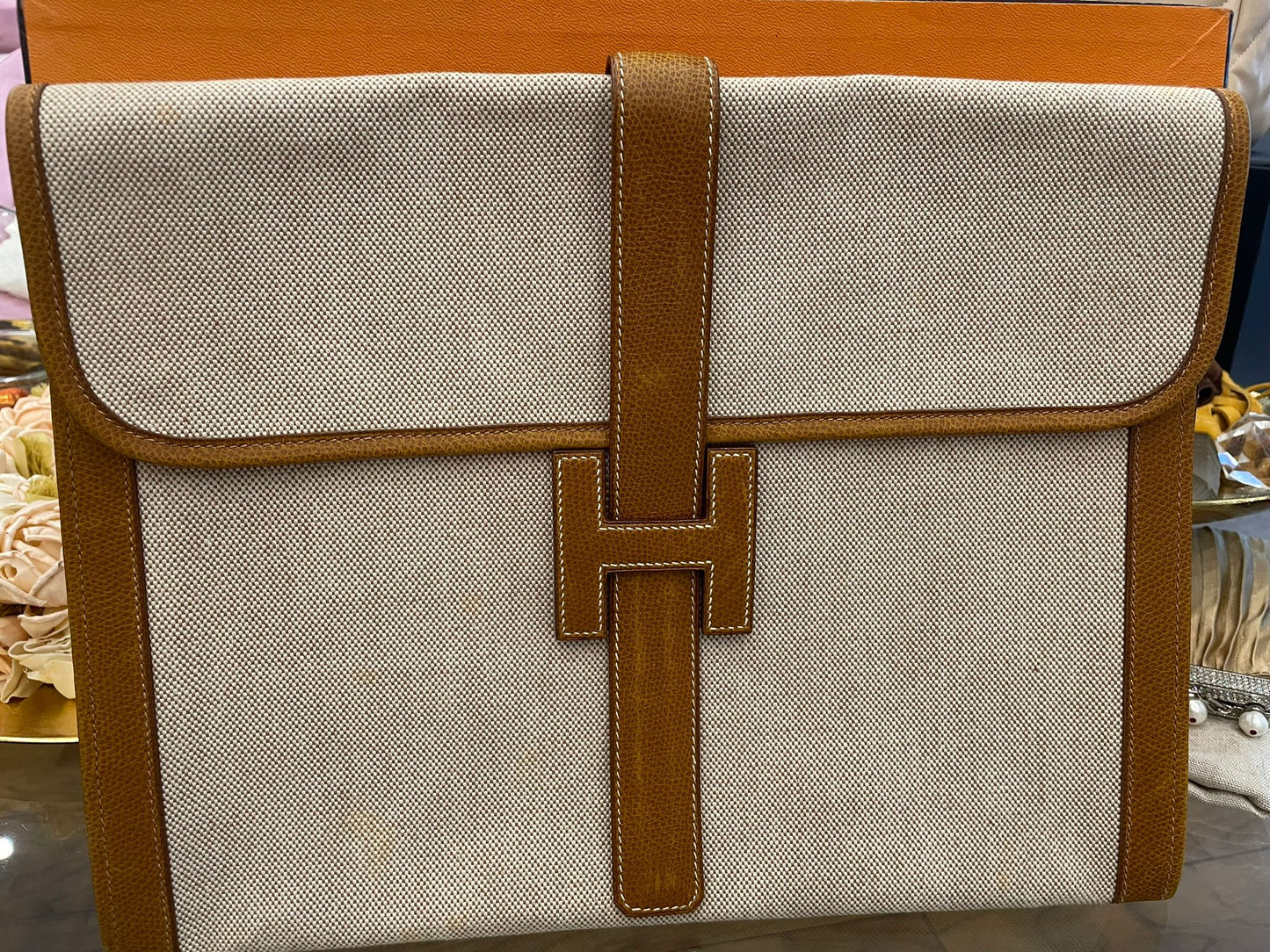 Hermès - Jige GM Clutch Vintage Etoile Canvas Courchevel