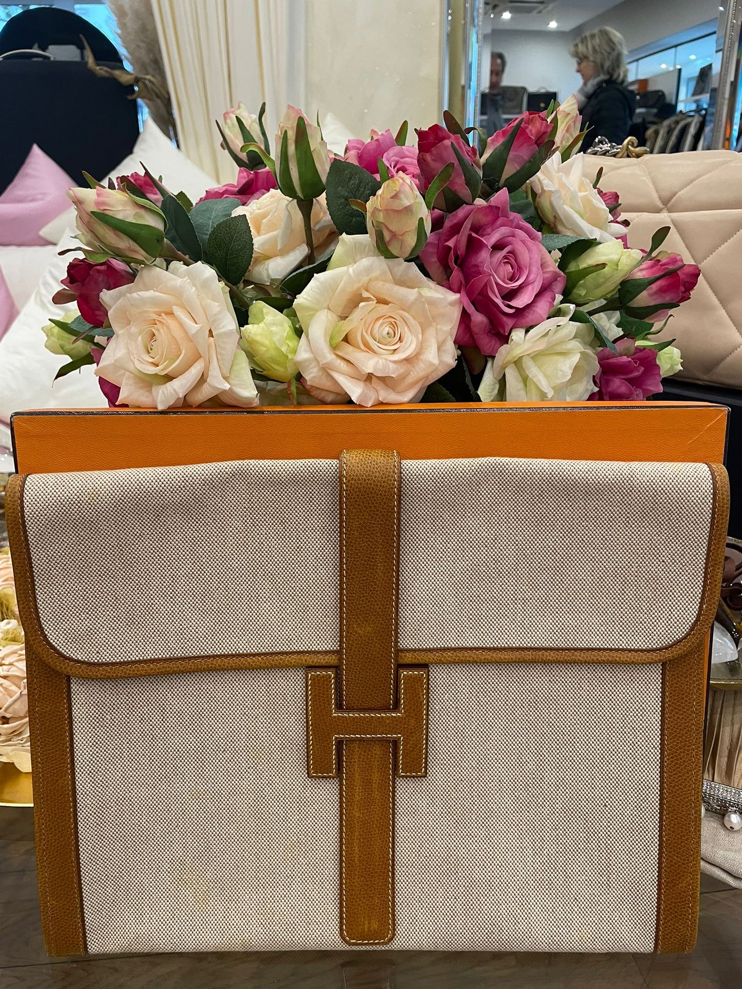 Hermès - Jige GM Clutch Vintage Etoile Canvas Courchevel