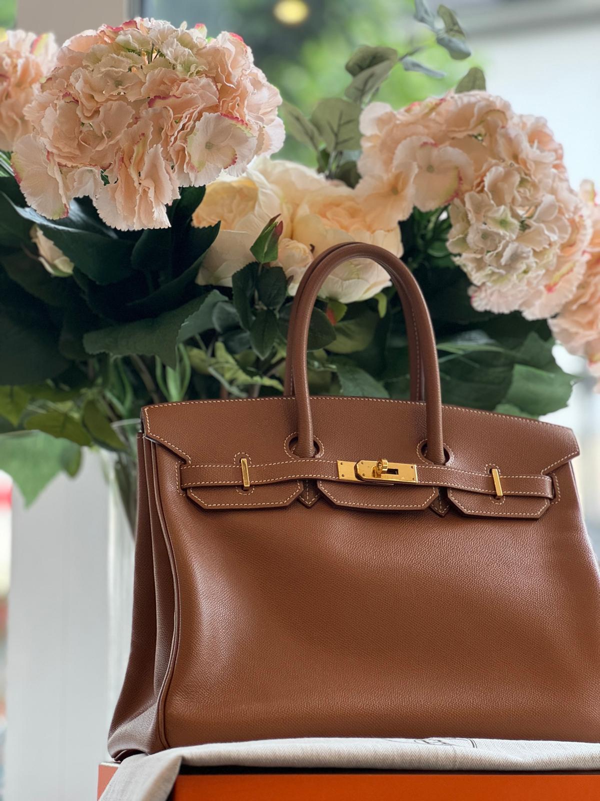 Hermès - Birkin Bag 35 gold mit goldener Hardware Epsom Leder