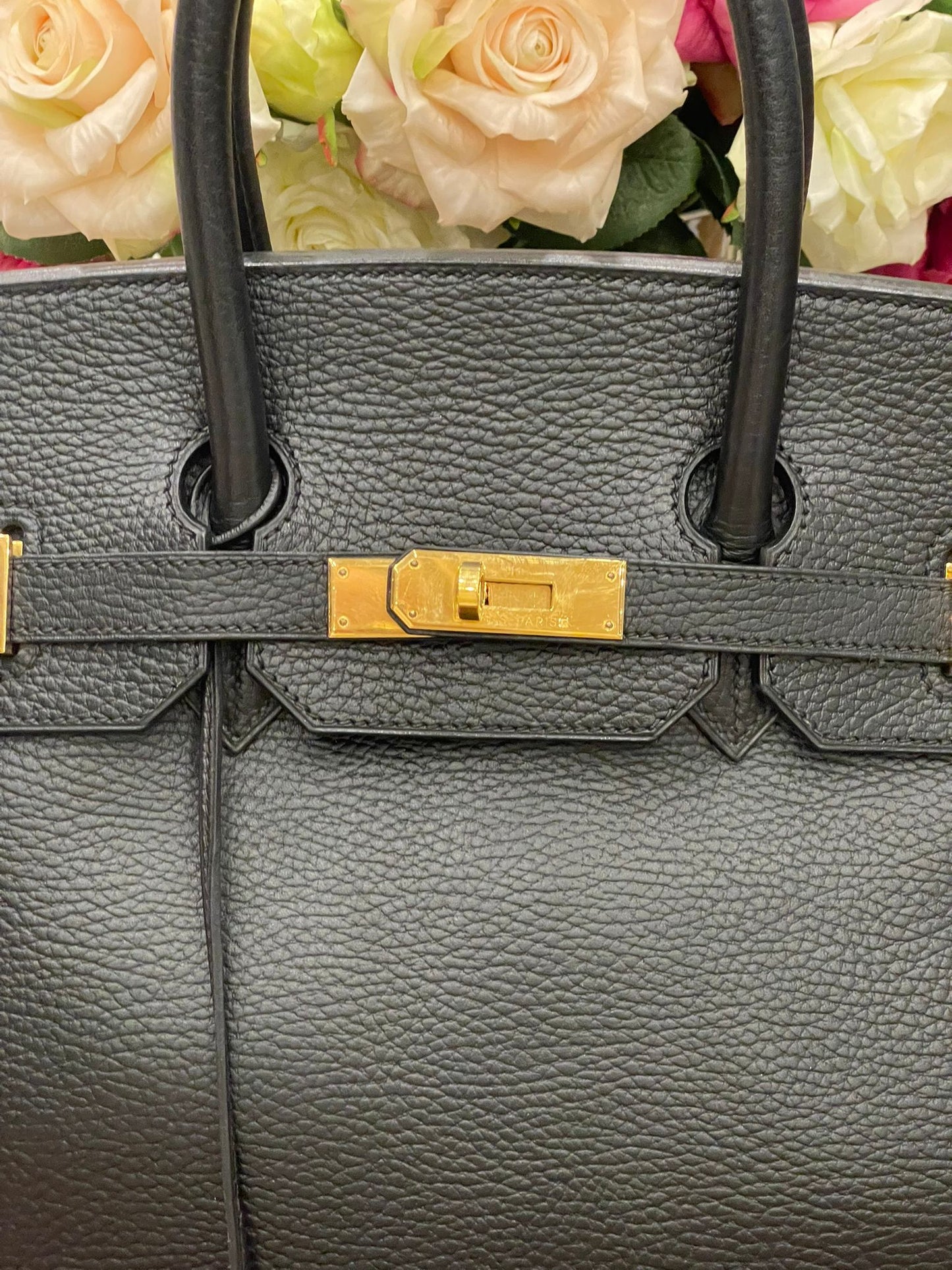 Hermès - Birkin Bag 35 schwarz Ardennes Leder Goldene Hardware