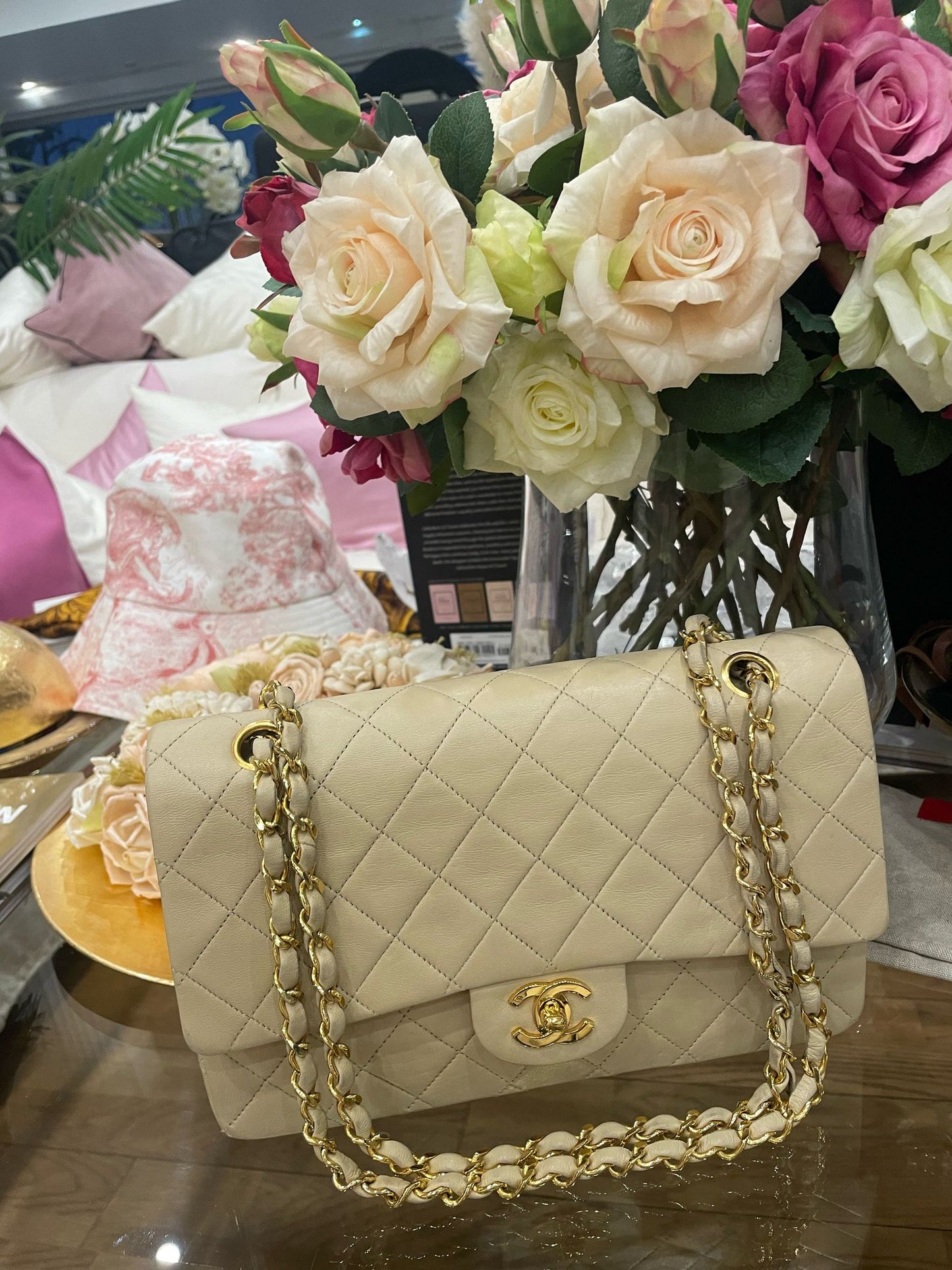 Chanel - Medium Double Flap Bag beige