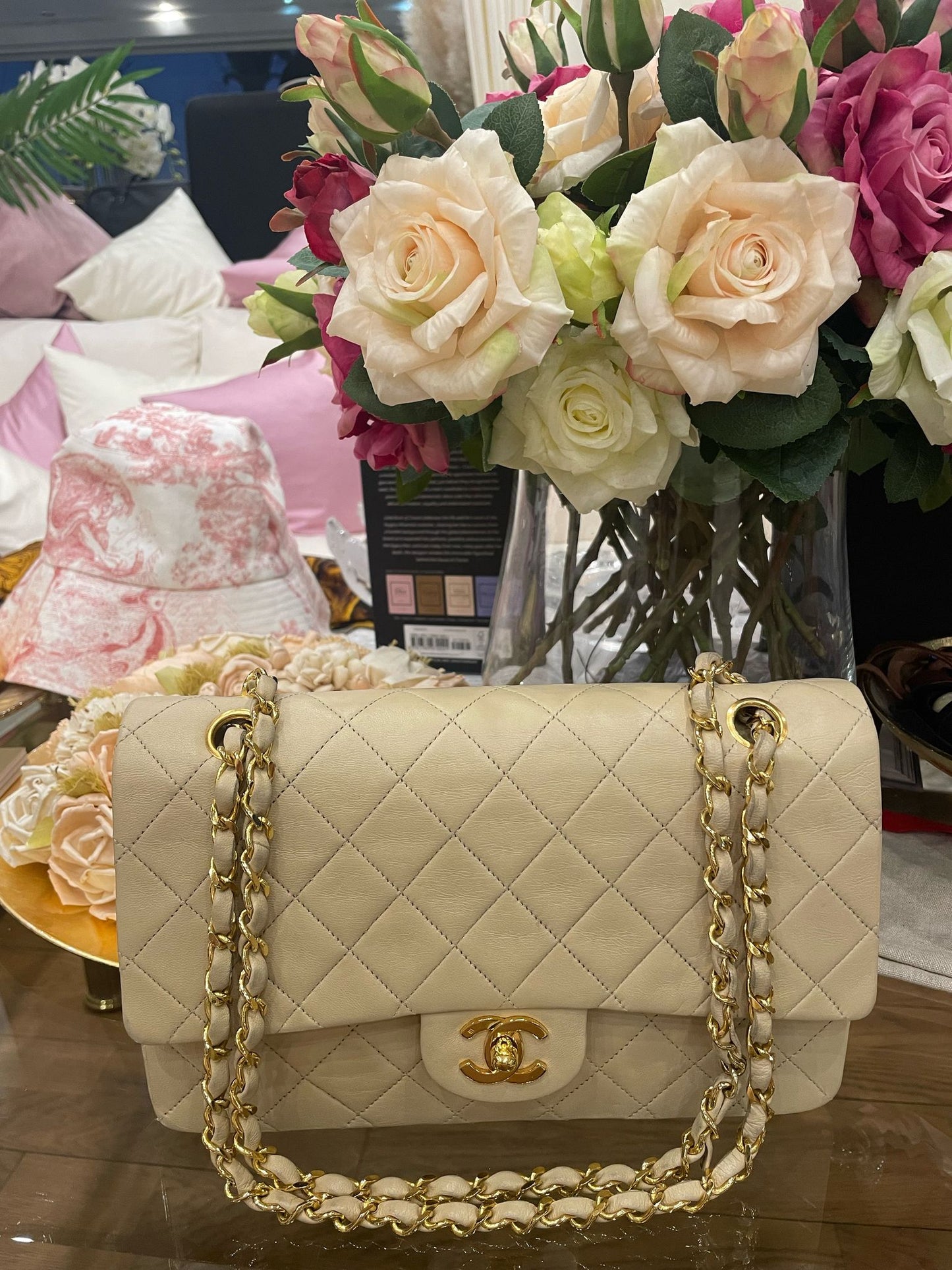 Chanel - Medium Double Flap Bag beige