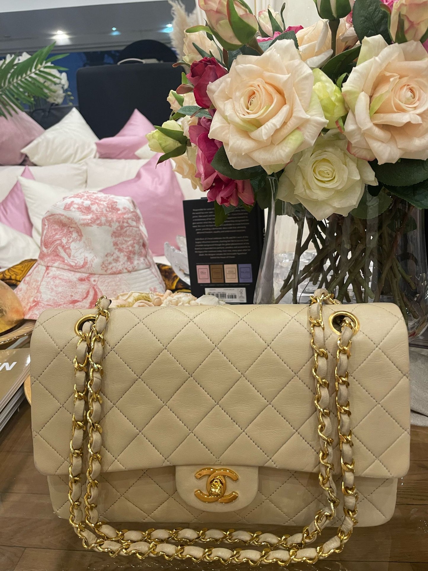 Chanel - Medium Double Flap Bag beige