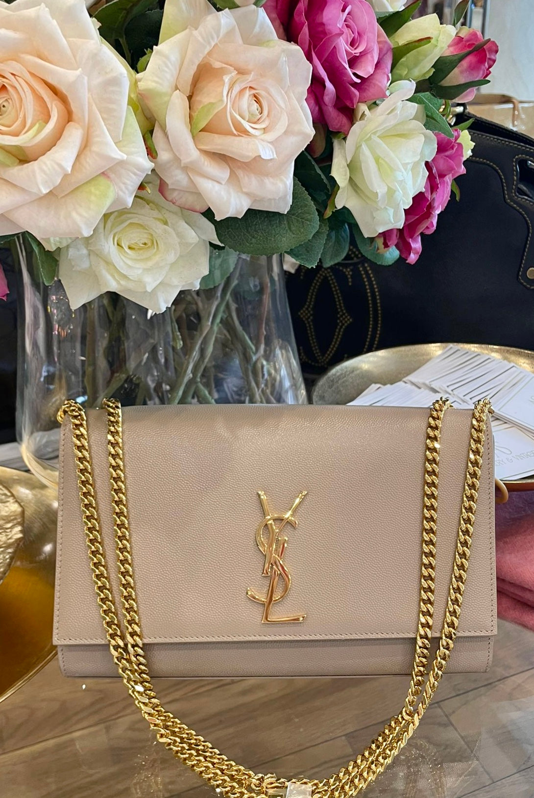 YSL Abendtasche Creme